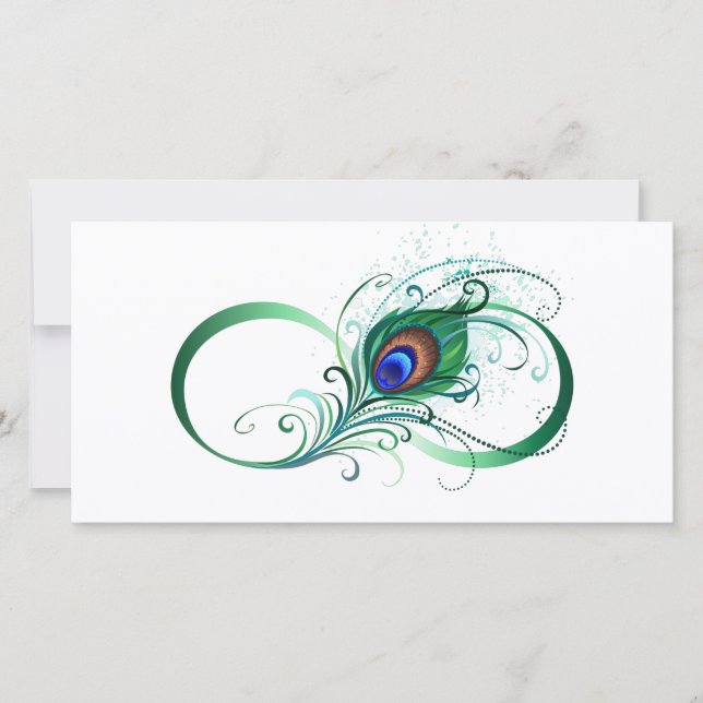 Oändlighetssymbol med Peacock Feather Spara Datumet (Framsida)