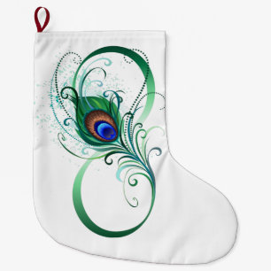 Oändlighetssymbol med Peacock Feather Stor Julstrumpa