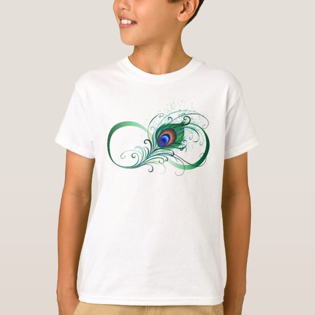 Oändlighetssymbol med Peacock Feather T Shirt (Framsida)
