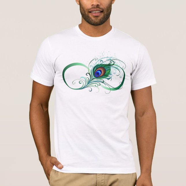 Oändlighetssymbol med Peacock Feather T Shirt (Framsida)