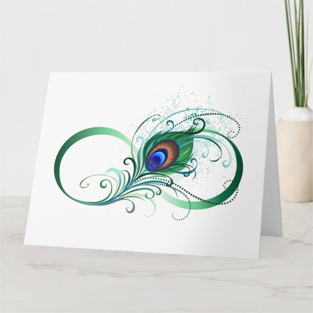 Oändlighetssymbol med Peacock Feather Tack Kort (Framsida)