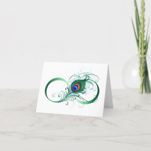 Oändlighetssymbol med Peacock Feather Tack Kort