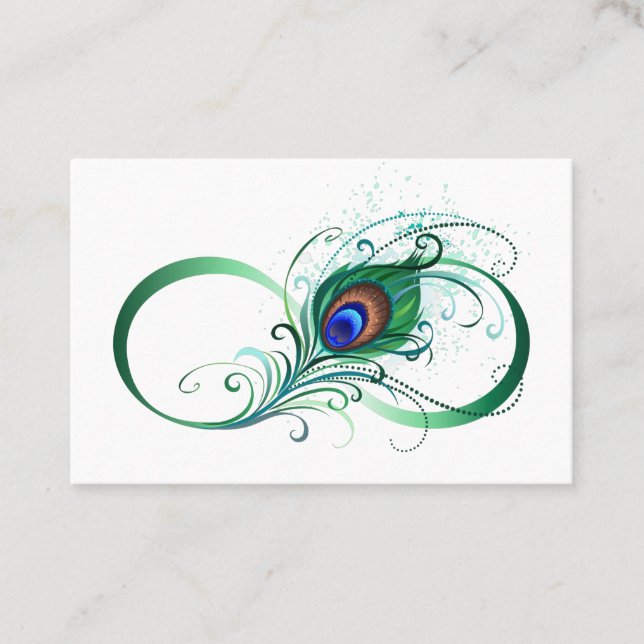 Oändlighetssymbol med Peacock Feather Tidsbeställning Kort (Framsida)