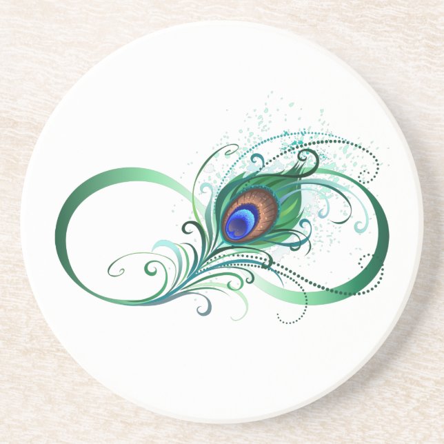 Oändlighetssymbol med Peacock Feather Underlägg (Framsidan)