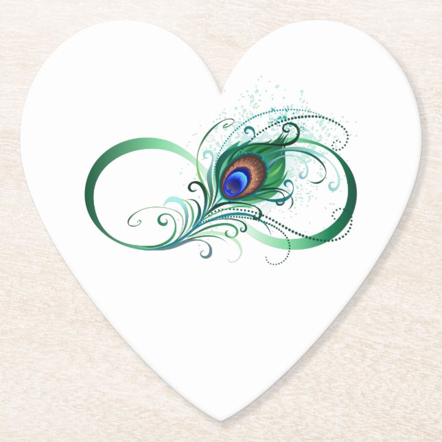 Oändlighetssymbol med Peacock Feather Underlägg Papper (Framsida)