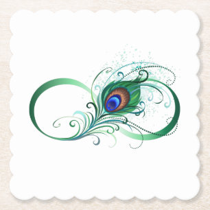 Oändlighetssymbol med Peacock Feather Underlägg Papper