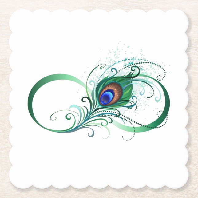Oändlighetssymbol med Peacock Feather Underlägg Papper (Framsida)