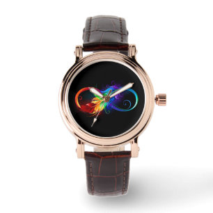 Oändlighetssymbol med regnbåge med ludd armbandsur