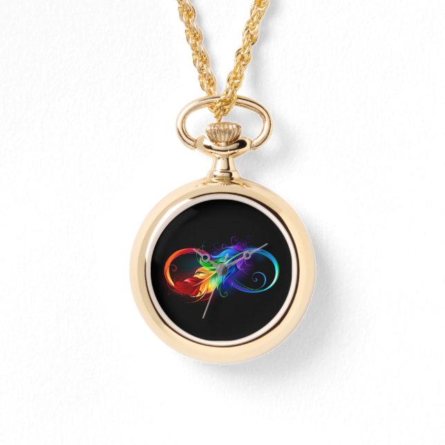 Oändlighetssymbol med regnbåge med ludd armbandsur (Framsida)