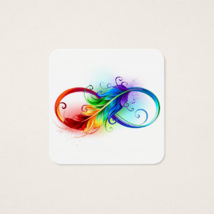 Oändlighetssymbol med regnbåge med ludd fyrkantigt visitkort