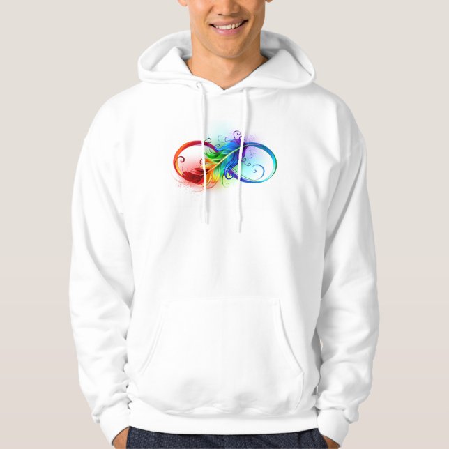 Oändlighetssymbol med regnbåge med ludd hoodie (Framsida)