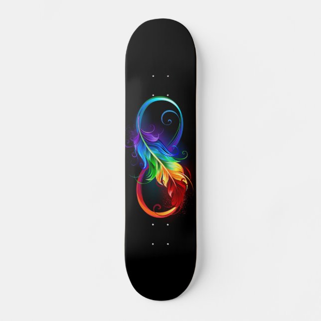 Oändlighetssymbol med regnbåge med ludd mini skateboard bräda 18,5 cm (Framsida)
