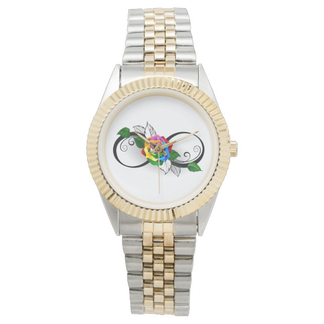 Oändlighetssymbol med regnbåge Ro Armbandsur (Framsida)