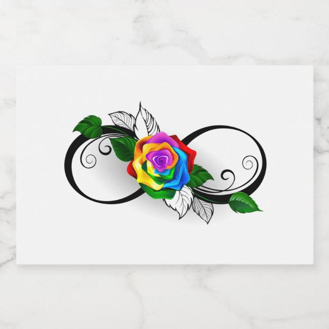 Oändlighetssymbol med regnbåge Ro Spritflaskor Etikett (Enkel etikett)