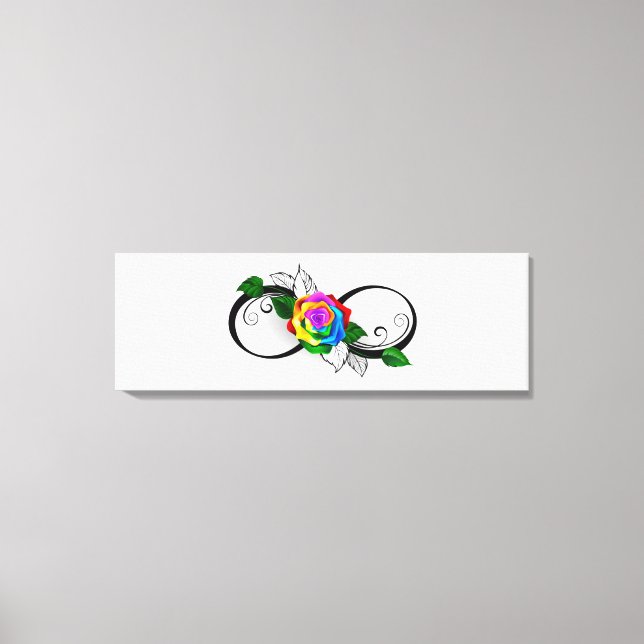 Oändlighetssymbol med regnbågsros canvastryck (Framsida)