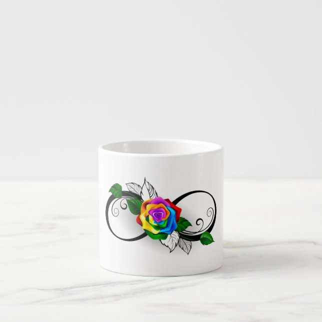 Oändlighetssymbol med regnbågsros espressomugg (Framsidan)