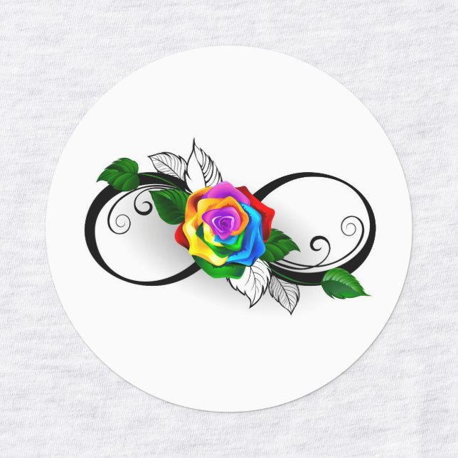 Oändlighetssymbol med regnbågsros klistermärke (Design 1)