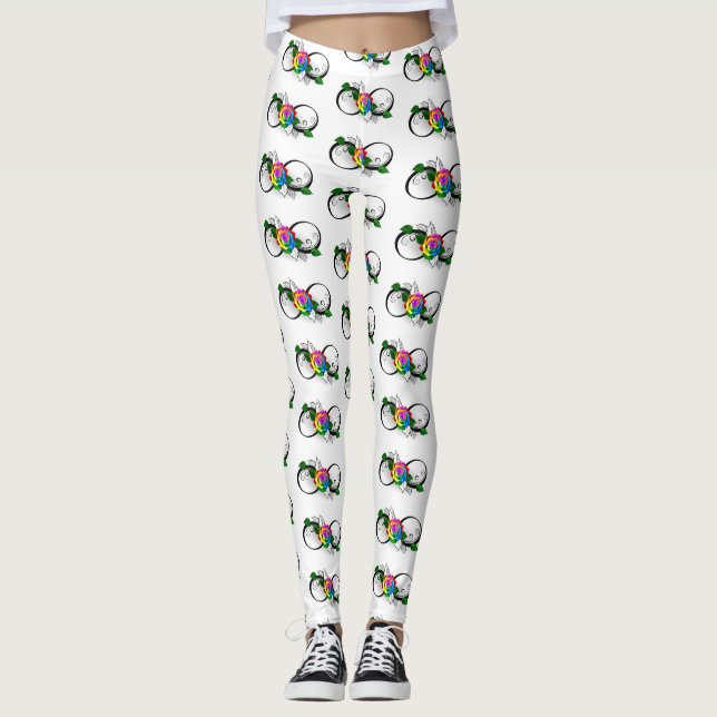 Oändlighetssymbol med regnbågsros leggings (Framsida)