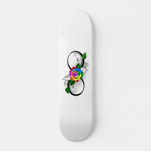 Oändlighetssymbol med regnbågsros mini skateboard bräda 18,5 cm