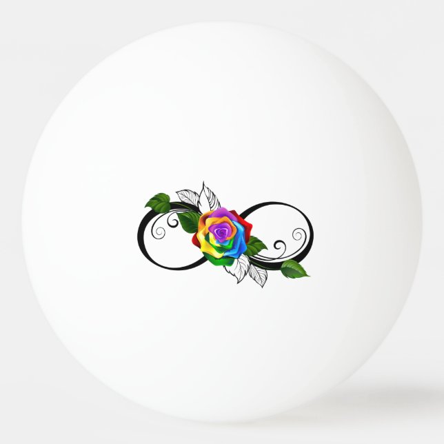 Oändlighetssymbol med regnbågsros pingisboll (Framsidan)