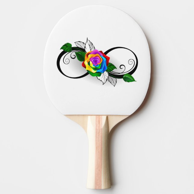 Oändlighetssymbol med regnbågsros pingisracket (Framsidan)