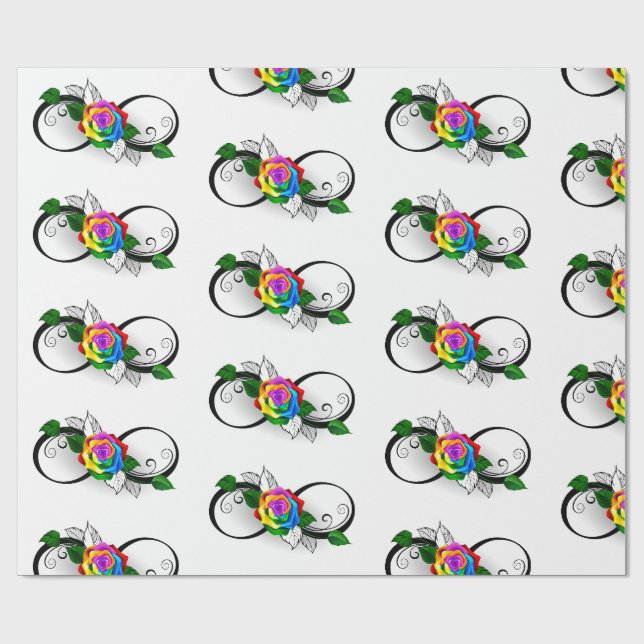 Oändlighetssymbol med regnbågsros presentpapper (Platt)