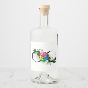 Oändlighetssymbol med regnbågsros spritflaskor etikett