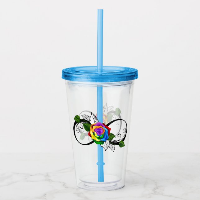Oändlighetssymbol med regnbågsros take away mugg (Framsida)