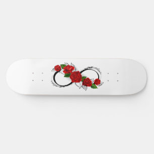 Oändlighetssymbol med Röd ros Mini Skateboard Bräda 18,5 Cm
