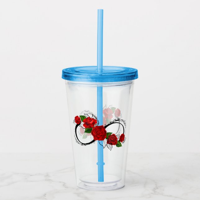 Oändlighetssymbol med Röd ros Take Away Mugg (Framsida)