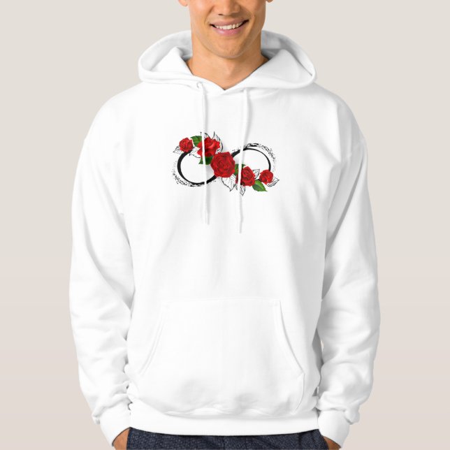 Oändlighetssymbol med röda rosor hoodie (Framsida)