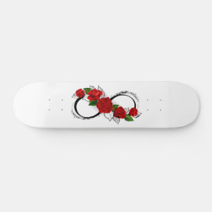 Oändlighetssymbol med röda rosor mini skateboard bräda 18,5 cm