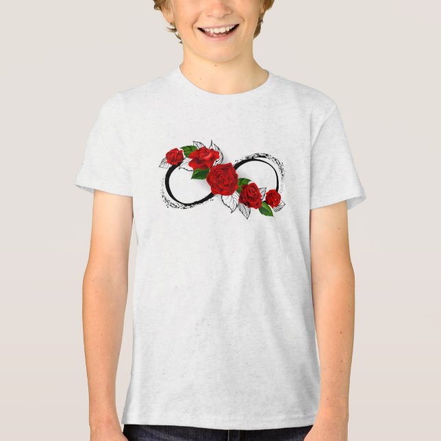 Oändlighetssymbol med röda rosor t shirt (Framsida)