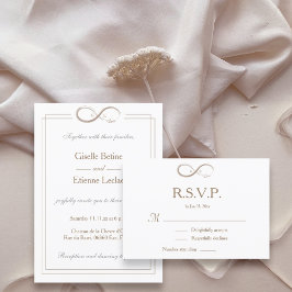 Oändlighetssymbol Monogram Vit Grå Bröllop RSVP Inbjudningar