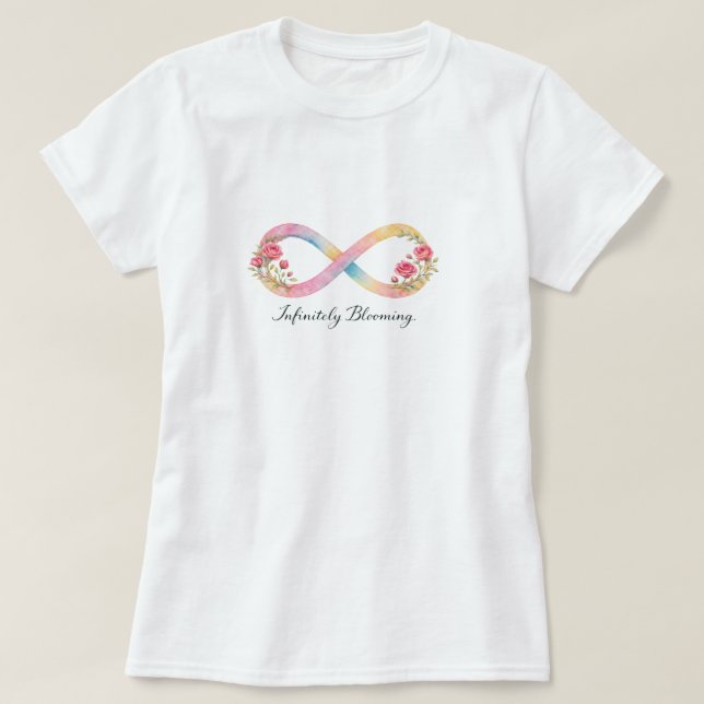 Oändlighetssymbol Vattenfärg Rosa Blommor Blommand T Shirt (Design framsida)