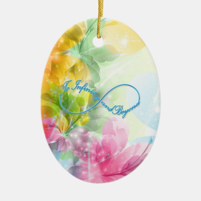 Oändlighetssymbolen fantastisk "Till oändlighet oc Julgransprydnad Keramik (Framsidan)