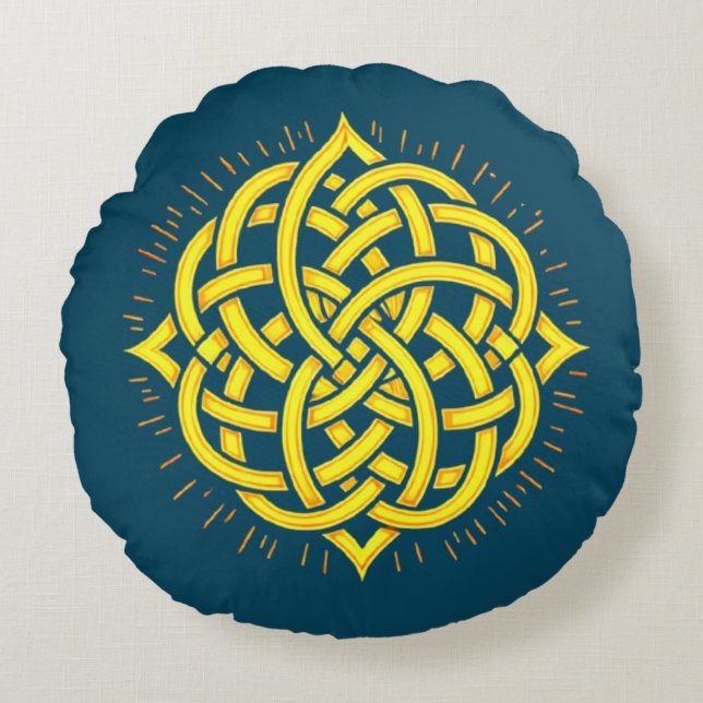 Oändligt Harmony: Helig Mandala Celtic Symbol Art Rund Kudde (Framsidan)