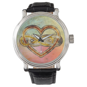 Oändligt Heart-BiColor-dubbla för symbol Armbandsur
