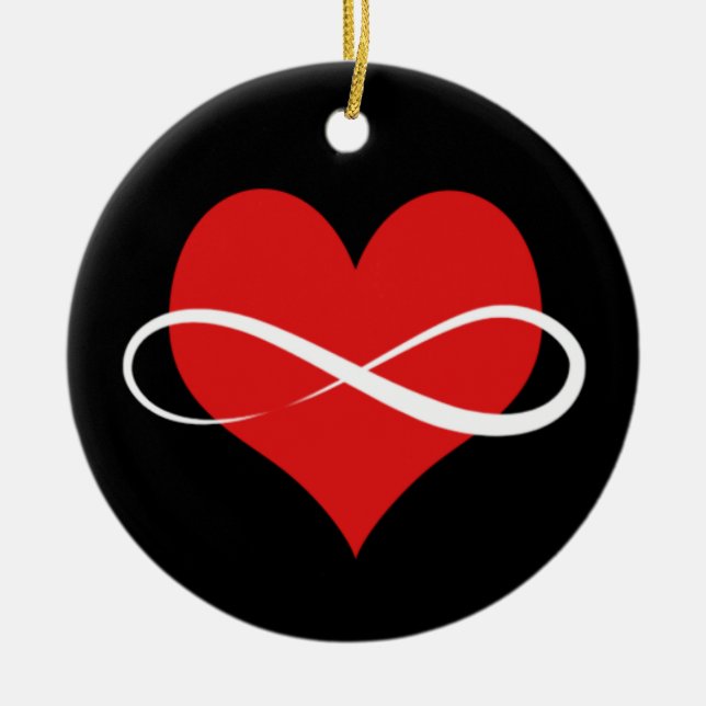 Oändligt hjärta julgransprydnad keramik (Framsidan)
