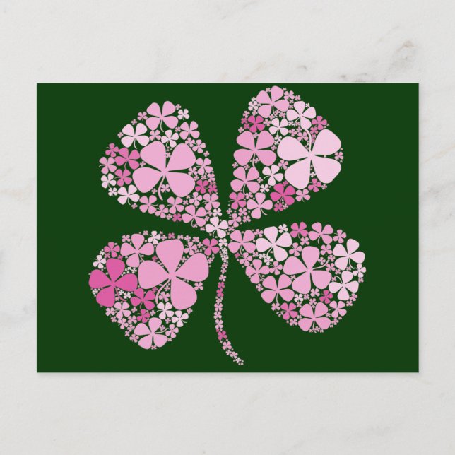Oändligt Lucky Rosa Klöver Vykort (Framsida)