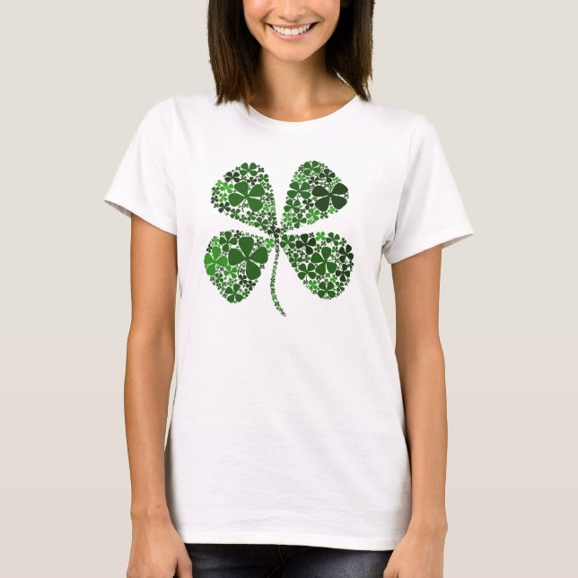 Oändligt lyckligt fyrklövert t shirt (Framsida)