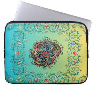 Oändligt sensorer - Grönt Mehndi Blommigt Design Laptop Fodral