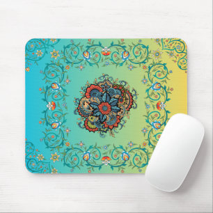 Oändligt sensorer - Grönt Mehndi Blommigt Design Musmatta