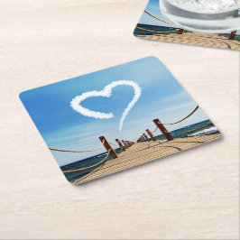 Oändligt Väg Heart-Shaped Cloud Underlägg Papper Kvadrat