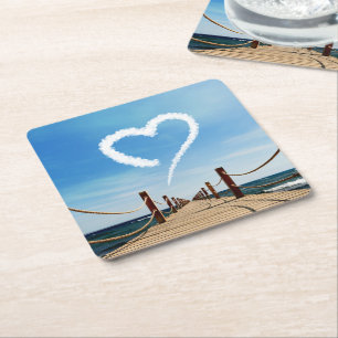 Oändligt Väg Heart-Shaped Cloud Underlägg Papper Kvadrat