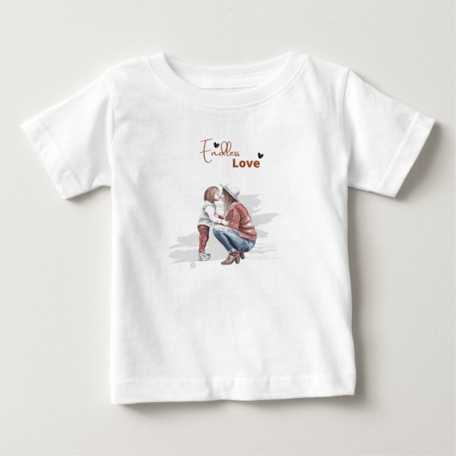 Oändlös Kärlek Skriv ut modern vit Baby Tshirt T Shirt (Framsida)