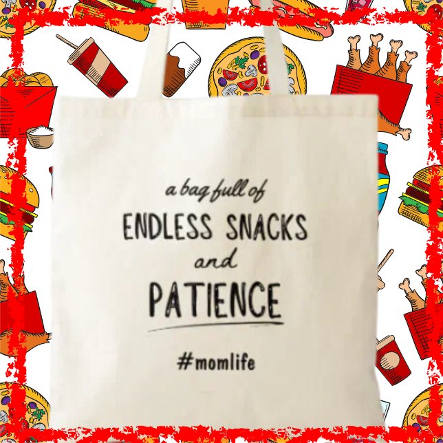 Oändlösa Snacks Momlife Funny Mors dag Gift Tygkasse (Say it loud and proud: mum life is an adventure!)