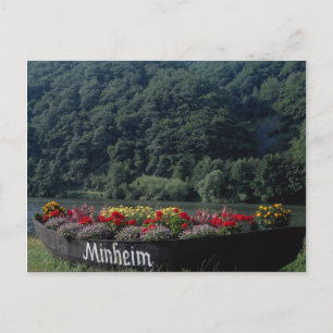 Oanvänd båt som blomsterbädd, Mannheim, Tyskland Vykort