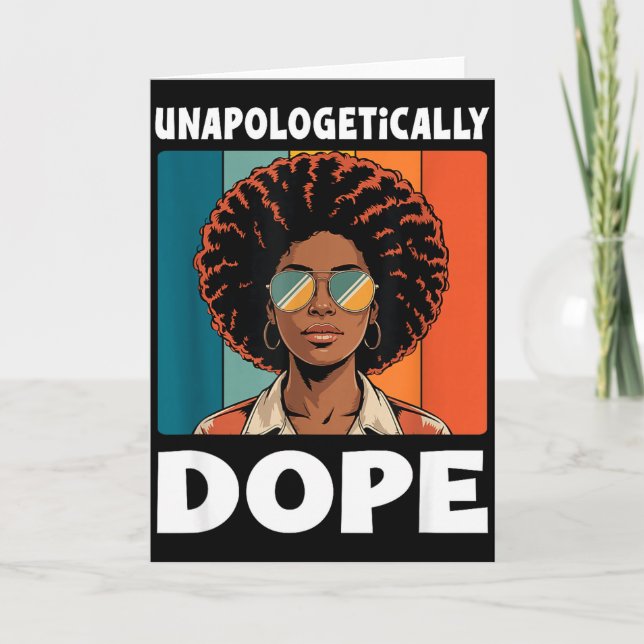 Oapologetiskt Afro Kvinna Retro Färger Kort (Framsida)
