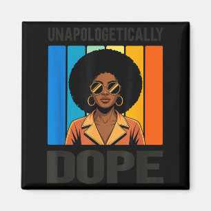 Oapologetiskt Retro Afro Kvinna Svart Stolthet Magnet